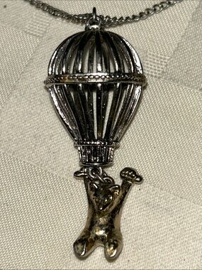 Silver-Tone Hot Air Balloon & Bird Layered Necklace. Steampunk